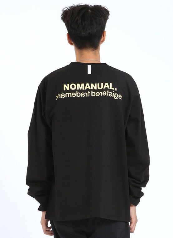NOMANUAL(ノーマニュアル) REVERSED TM LONG SLEEVE TEE - BLACK