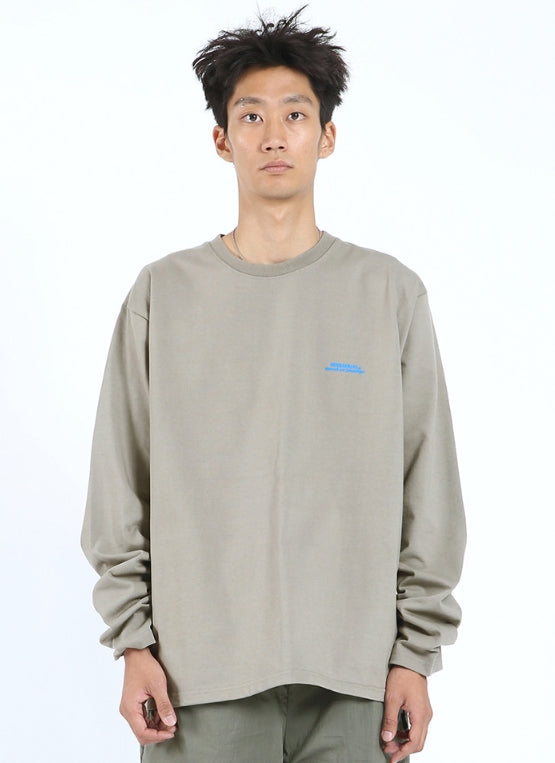 NOMANUAL(ノーマニュアル) REVERSED TM LONG SLEEVE TEE - KHAKI GREY