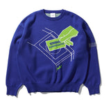 NOMANUAL(ノーマニュアル) CARD JACQUARD COTTON KNIT - BLUE