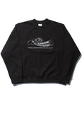 NOMANUAL(ノーマニュアル) W.S EMBROIDERED SWEATSHIRT - BLACK