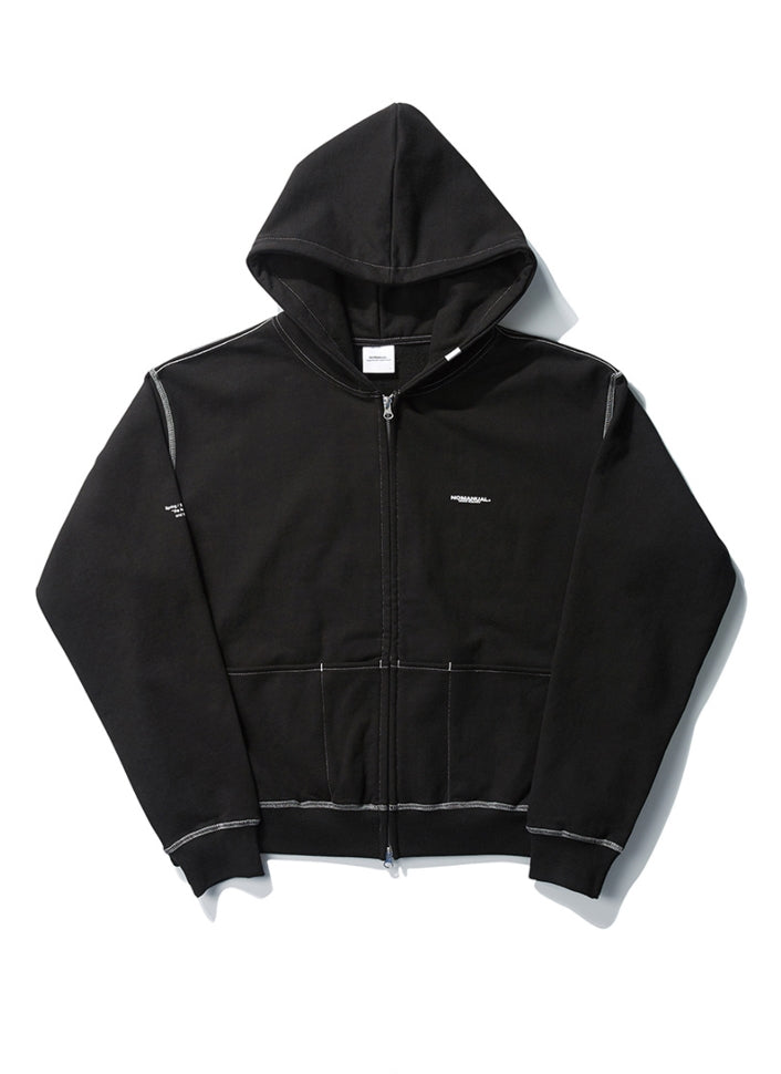 NOMANUAL(ノーマニュアル) 5 POCKET HOODED ZIP UP JACKET - BLACK
