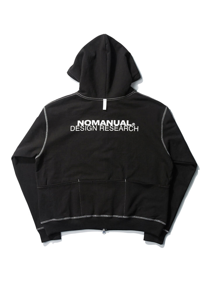 NOMANUAL(ノーマニュアル) 5 POCKET HOODED ZIP UP JACKET - BLACK