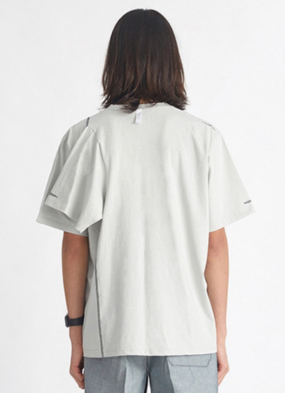NOMANUAL(ノーマニュアル) THREE SLEEVED T-SHIRT - GRAY