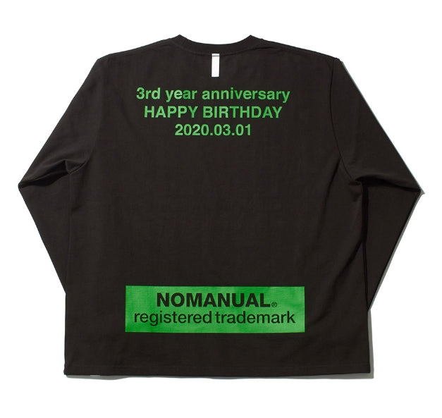 NOMANUAL(ノーマニュアル) HBD NOMANUAL LONG SLEEVE TEE - BLACK