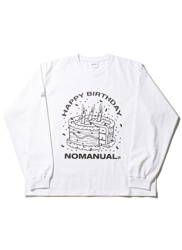 NOMANUAL(ノーマニュアル) HBD NOMANUAL LONG SLEEVE TEE - WHITE