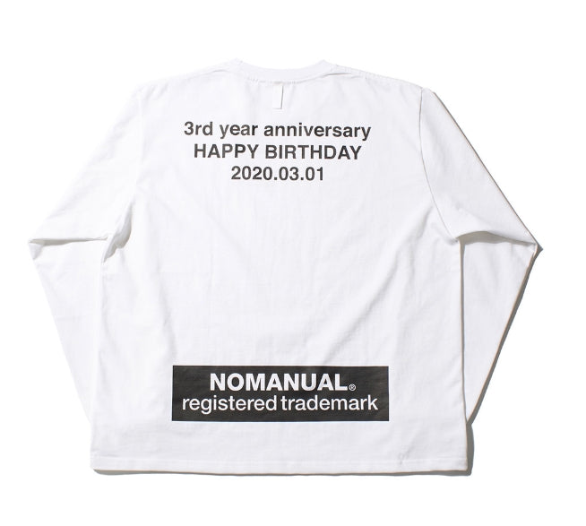 NOMANUAL(ノーマニュアル) HBD NOMANUAL LONG SLEEVE TEE - WHITE