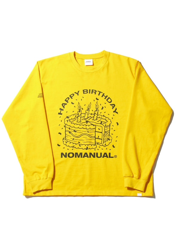 NOMANUAL(ノーマニュアル) HBD NOMANUAL LONG SLEEVE TEE - YELLOW