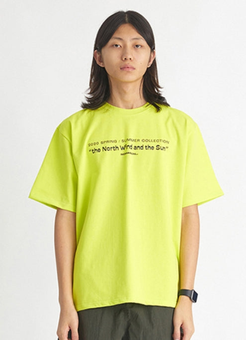 NOMANUAL(ノーマニュアル) TITLE T-SHIRT - NEON GREEN