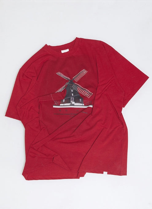 NOMANUAL(ノーマニュアル) WINDMILL T-SHIRT - RED