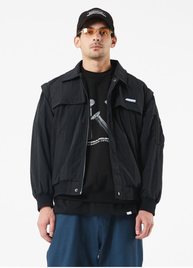 NOMANUAL(ノーマニュアル) SECURITY BOMBER JACKET - BLACK