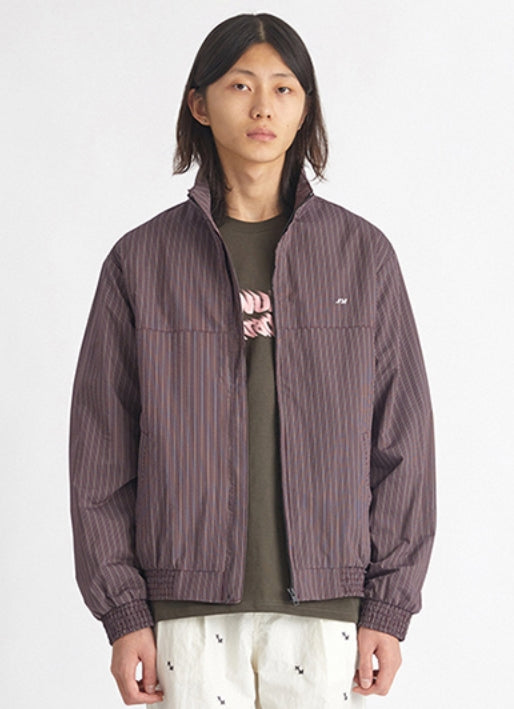 NOMANUAL(ノーマニュアル) STRIPED BLOUSON JACKET - WINE
