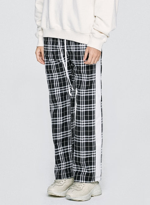 ディープリーク(DPRIQUE)  CHECK TRACK PANTS BLACK/WHITE