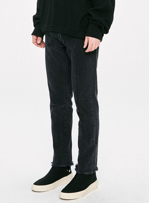 ディープリーク(DPRIQUE) STRAIGHT CROPPED JEANS - BLACK
