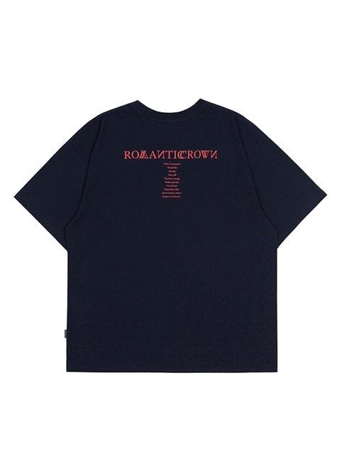 ロマンティッククラウン(ROMANTIC CROWN) RMTCRW SLOGAN LOGO TEE_NAVY
