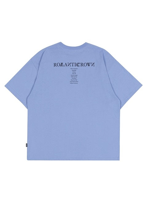 ロマンティッククラウン(ROMANTIC CROWN) RMTCRW SLOGAN LOGO TEE_FLOWER BLUE