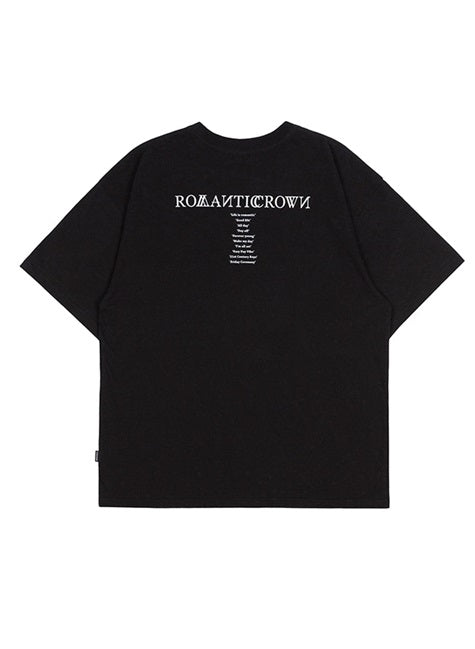 ロマンティッククラウン(ROMANTIC CROWN) RMTCRW SLOGAN LOGO TEE_BLACK