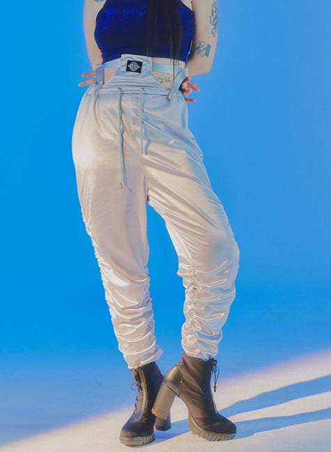 オージーオーディー(OZOD) SATIN GATHER PANTS_SILVER