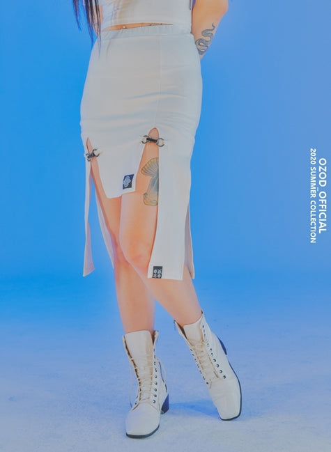 オージーオーディー(OZOD) SLIT SKIRT_WHITE