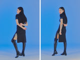 オージーオーディー(OZOD) SLIT SKIRT_BLACK