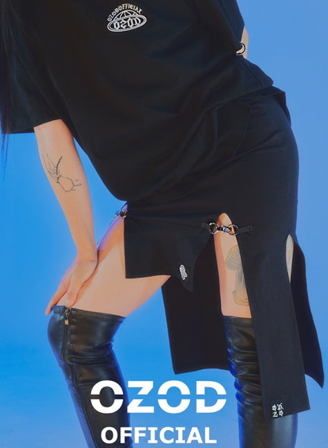 オージーオーディー(OZOD) SLIT SKIRT_BLACK