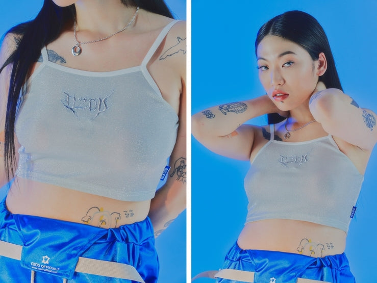 オージーオーディー(OZOD) GLITTER TANK TOP_SILVER