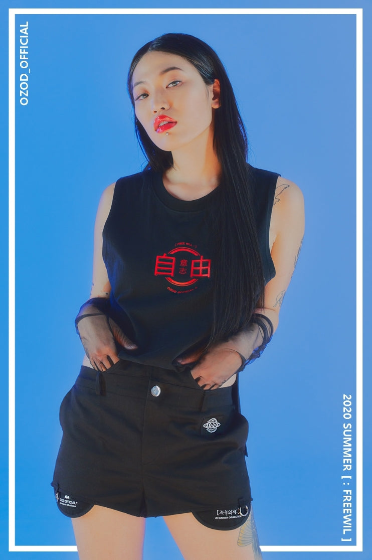 オージーオーディー(OZOD) UNBALANCE SLEEVELESS_BLACK