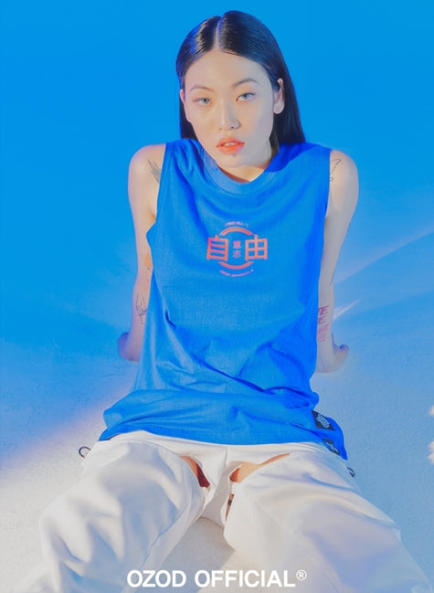 オージーオーディー(OZOD) UNBALANCE SLEEVELESS_BLUE