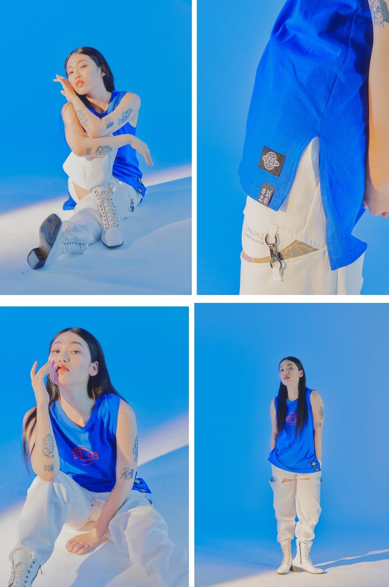 オージーオーディー(OZOD) UNBALANCE SLEEVELESS_BLUE