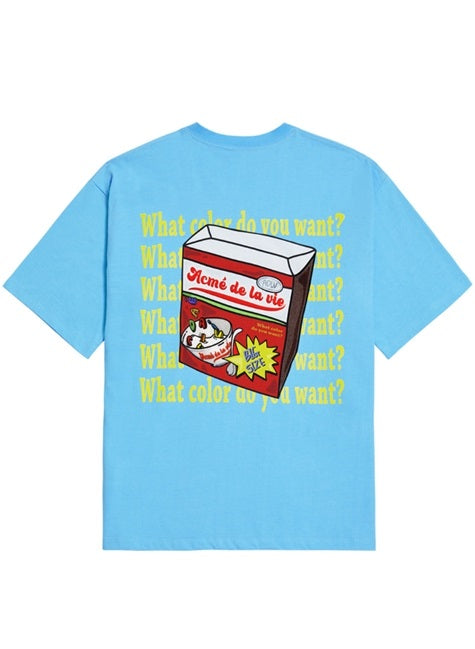 アクメドラビ(acme' de la vie) CEREALS LOGO SHORT SLEEVE T-SHIRT SKY BLUE