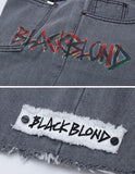 ブラックブロンド(BLACKBLOND) BBD Painted Graffiti Logo Denim Shorts (Dark Gray)
