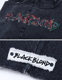 ブラックブロンド(BLACKBLOND) BBD Painted Graffiti Logo Denim Shorts (Black)