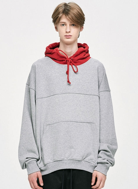ディープリーク(DPRIQUE) CONTRAST HOODIE - RED/GREY