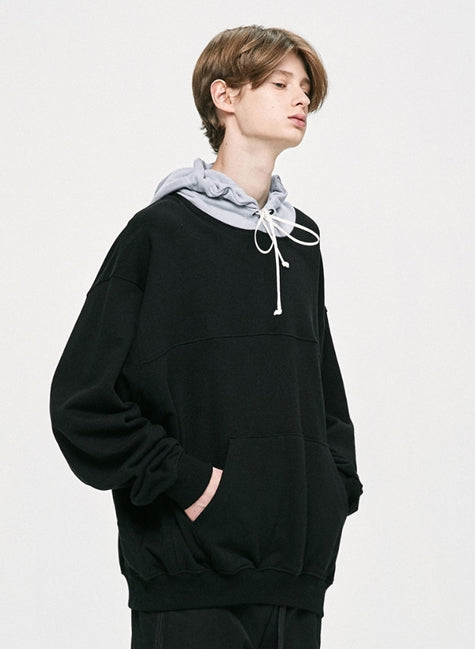 ディープリーク(DPRIQUE) CONTRAST HOODIE - LIGHT GREY/BLACK