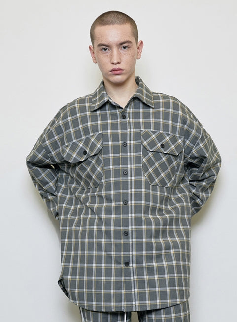 ディープリーク(DPRIQUE) 07 OVERSIZED CHECK SHIRT - GREY