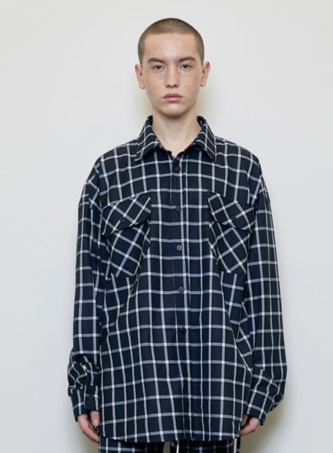 ディープリーク(DPRIQUE) 07 OVERSIZED CHECK SHIRT - NAVY