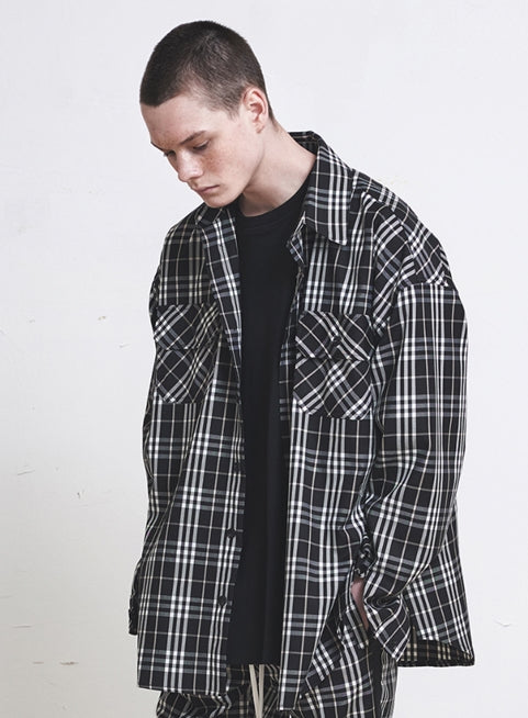 ディープリーク(DPRIQUE) 05 OVERSIZED CHECK SHIRT - BLACK