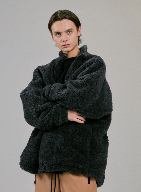 ディープリーク(DPRIQUE) OVERSIZED SHEARLING JACKET - GREY