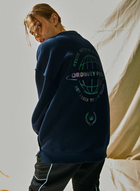 ORDINARY PEOPLE(オーディナリーピープル)  [DISNEYxORDINARY PEOPLE]WORLD HAPPIEST DONALD DUCK NAVY SWEAT SHIRTS