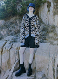 ORDINARY PEOPLE(オーディナリーピープル) [DISNEYxORDINARY PEOPLE] MICKEY AND LEOPARD FRIENDS BROWN CARDIGAN