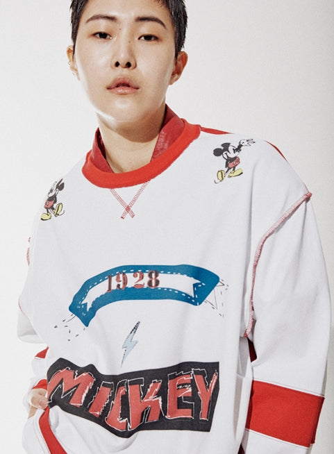 ORDINARY PEOPLE(オーディナリーピープル) [ORDINARYPEOPLE X DISNEY] GO FOR MICKEY WHITE/RED HOCKEY UNIFORM T-SHIRTS