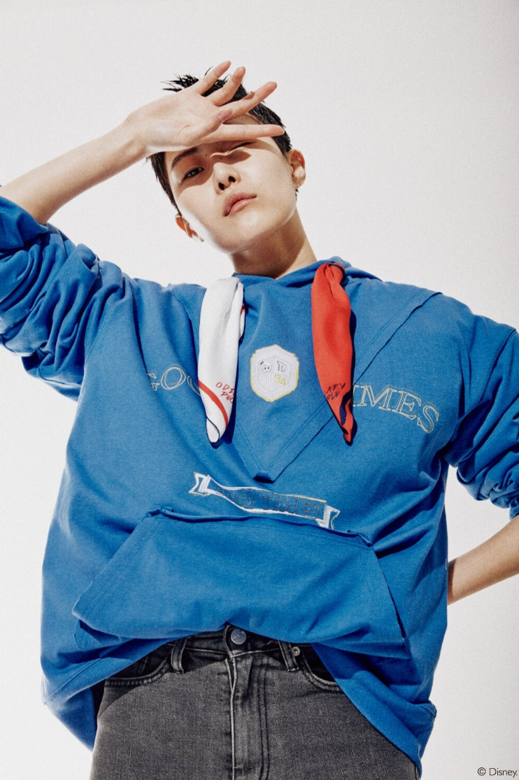 ORDINARY PEOPLE(オーディナリーピープル) [ORDINARYPEOPLE X DISNEY] GOOD TIMES, GOOD VIBES BLUE HOODIE