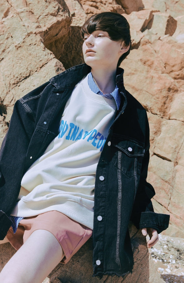 ORDINARY PEOPLE(オーディナリーピープル) DESTROYED SEAM-LINE CREAM SWEATSHIRTS