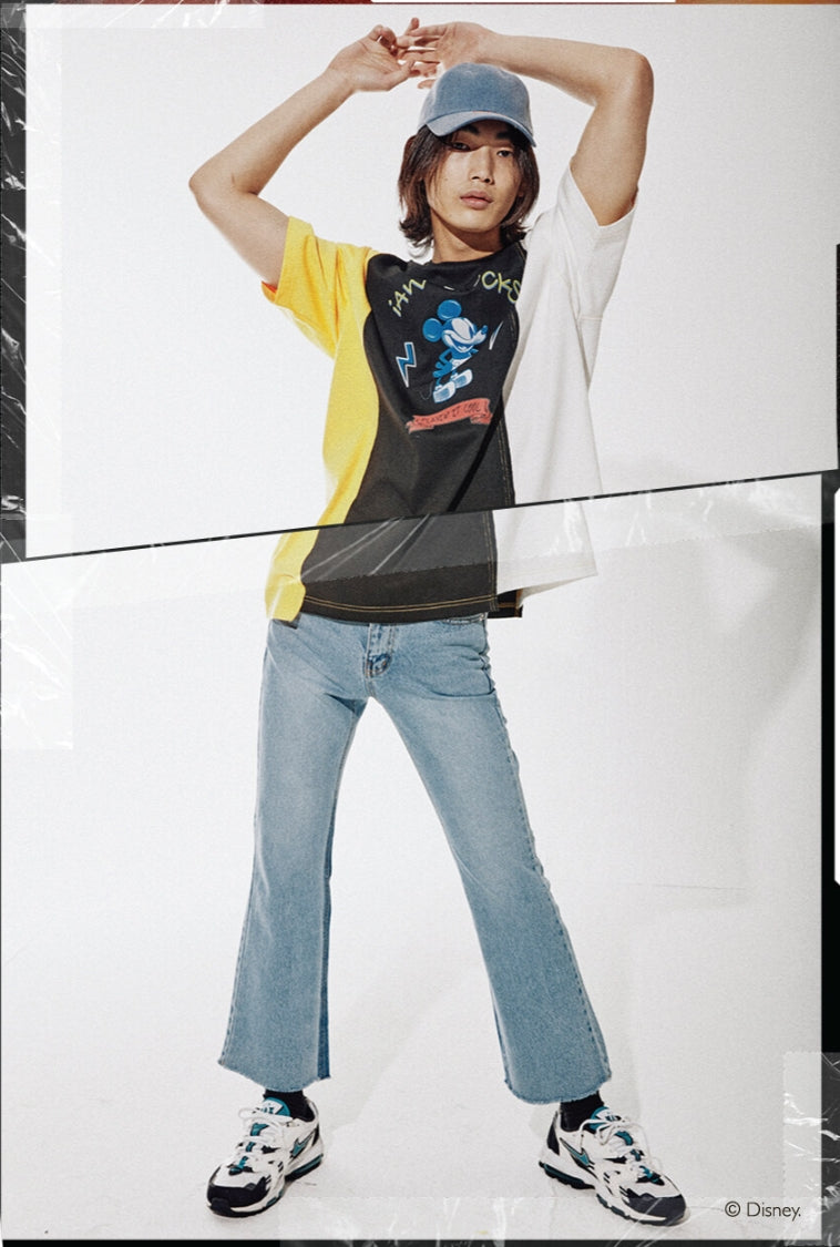 ORDINARY PEOPLE(オーディナリーピープル)  [ORDINARYPEOPLE X DISNEY] AW SHUCKS MICKEY! YELLOW STITCH POINT T-SHIRTS