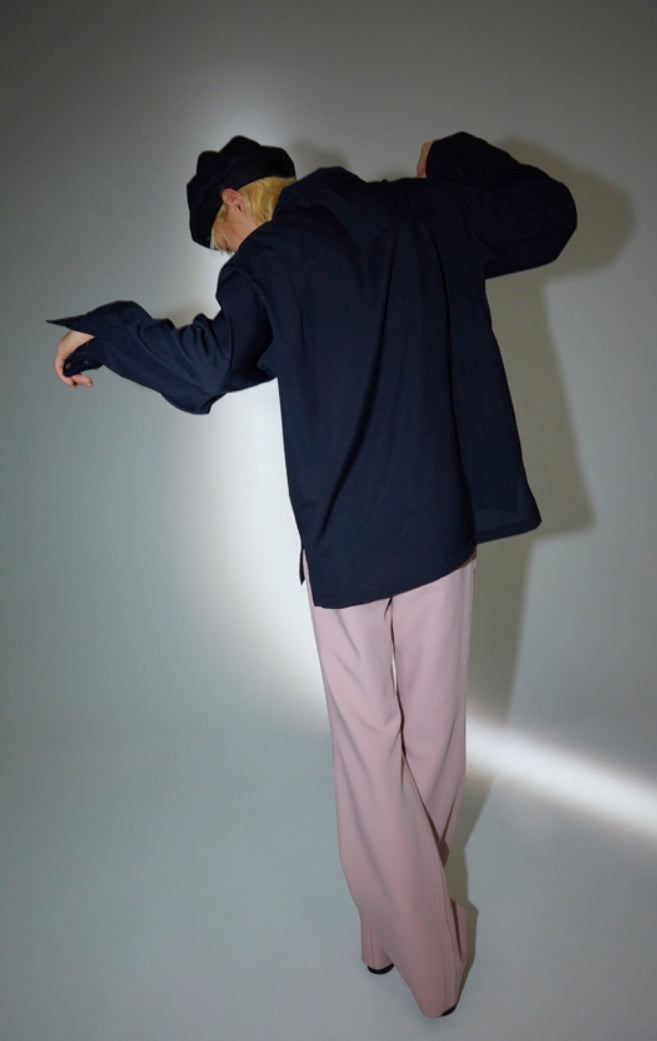 ORDINARY PEOPLE(オーディナリーピープル)  ORDINARY POINT COLLAR HAWAIIAN NAVY SHIRT