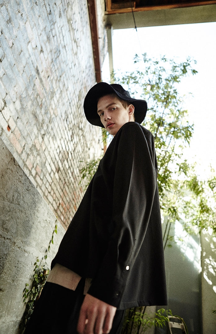 ORDINARY PEOPLE(オーディナリーピープル)  ORDINARY POINT COLLAR HAWAIIAN BLACK SHIRT