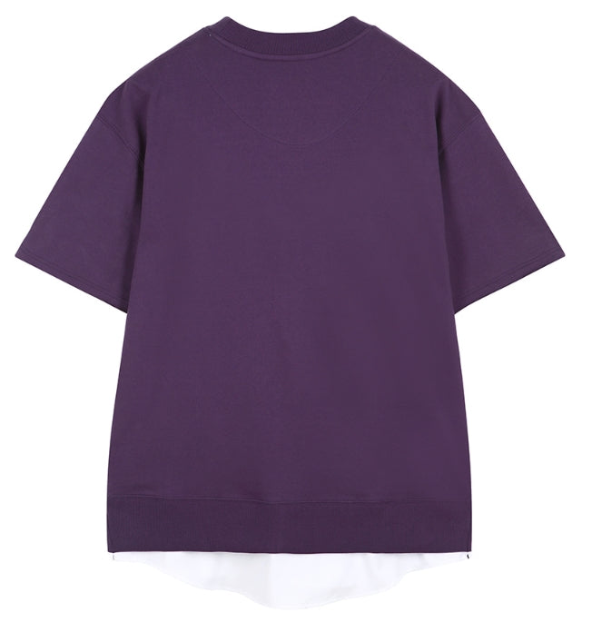 ORDINARY PEOPLE(オーディナリーピープル) ORDINARY SHORT SLEEVE LAYERED MTM PURPLE SHIRT