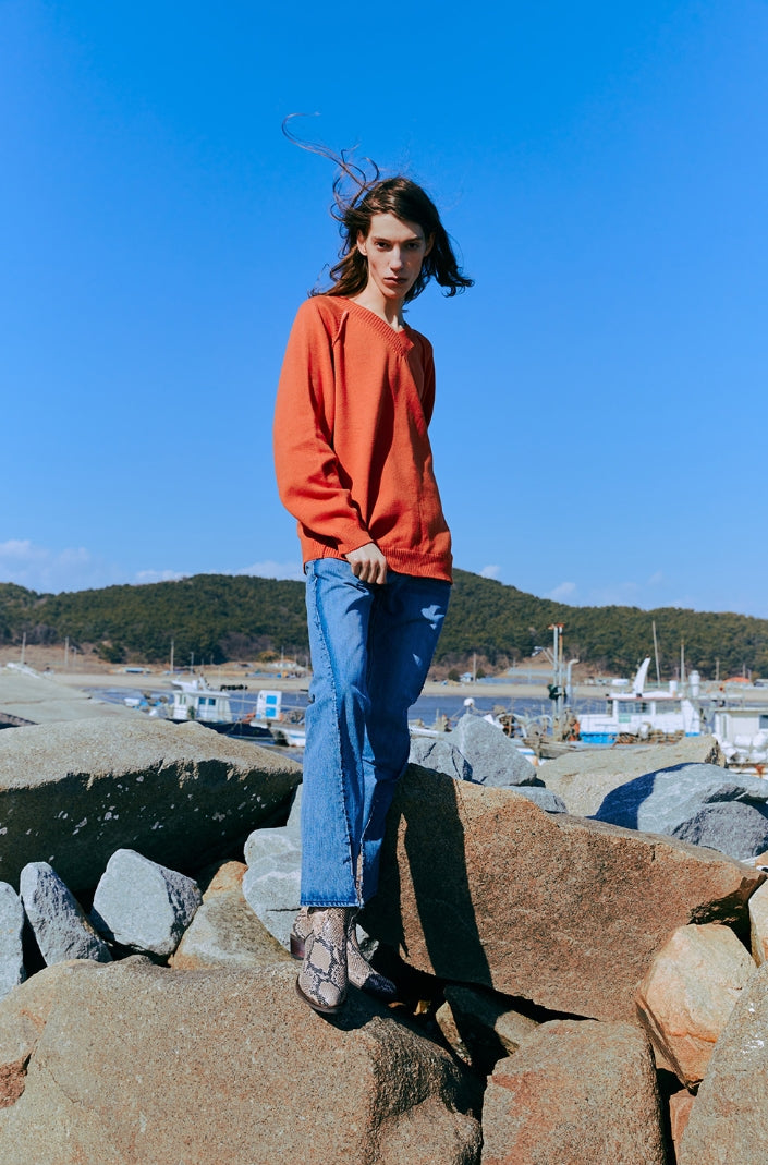 ORDINARY PEOPLE(オーディナリーピープル) COLOR POINT V-NECK SWEATER