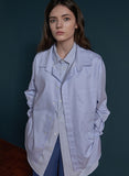 ORDINARY PEOPLE(オーディナリーピープル)  sky blue stripe & solid layered double shirt