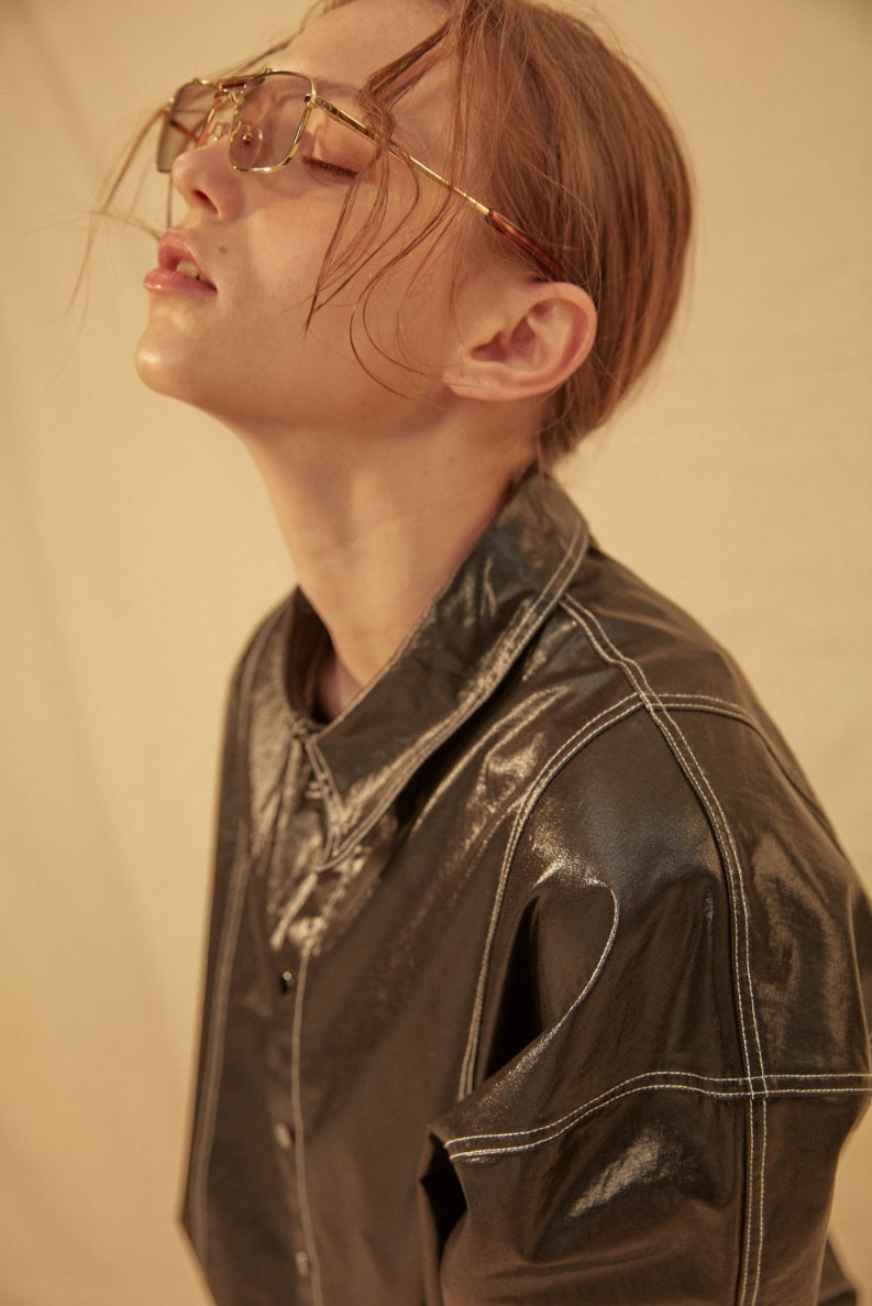 ORDINARY PEOPLE(オーディナリーピープル) STITCH POINT BLACK COATED SHIRTS