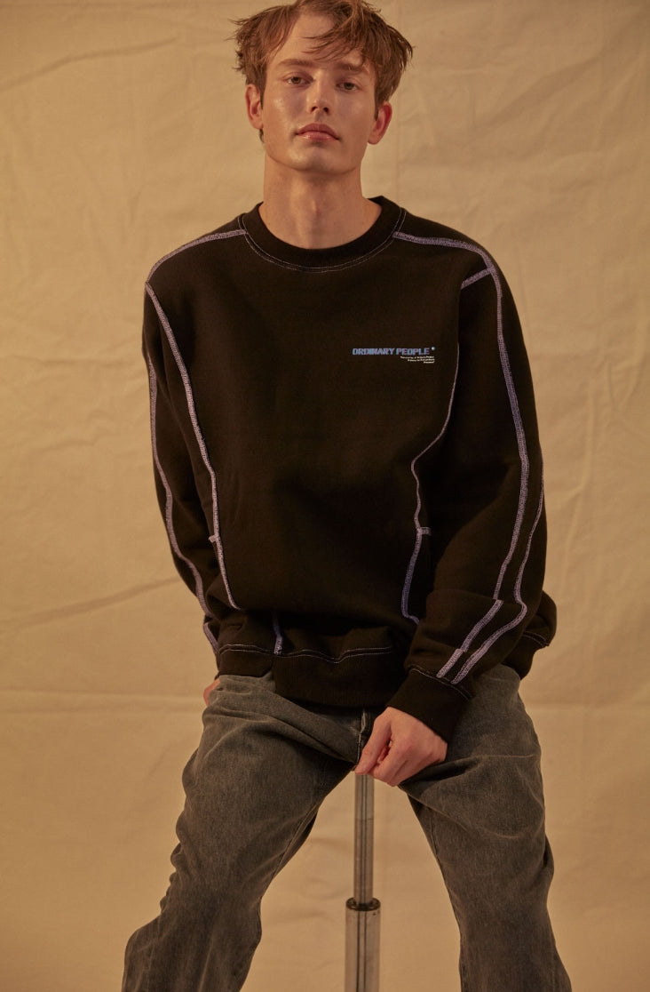 ORDINARY PEOPLE(オーディナリーピープル) CUTTING DETAIL BLACK SWEATSHIRTS